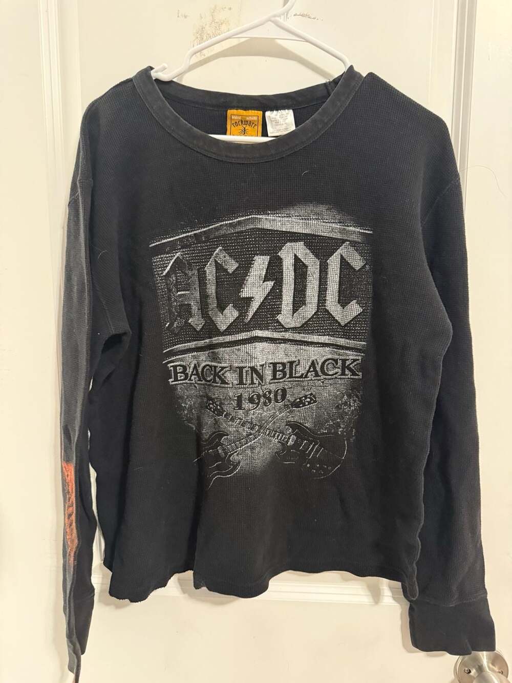 Rockware Anthill Trading ~AC/DC Back In Black~Black Thermal L/S Shirt Mens: XL